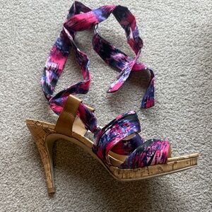 Unisa pink multi satin heeled sandals